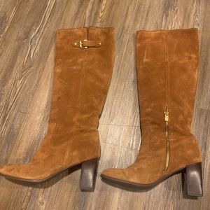 Michael Kors Tall Cognac Suede Heeled Boots